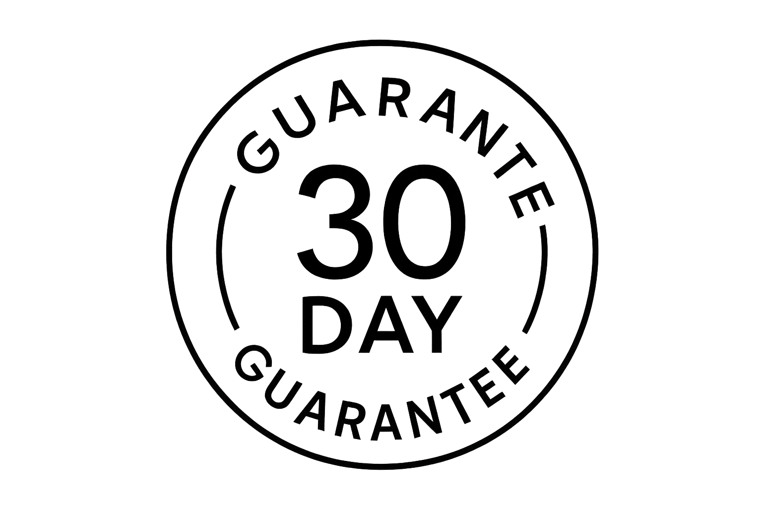 a simple line style black and white 30 day gurantee